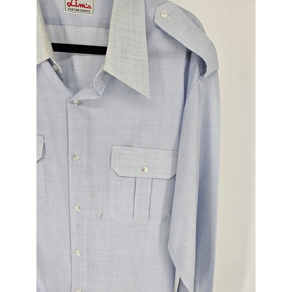 Lim's Men's Blue Casual Long Sleeve Button Down Pockets Custom Shirt Size 2XL - Picture 2 of 4